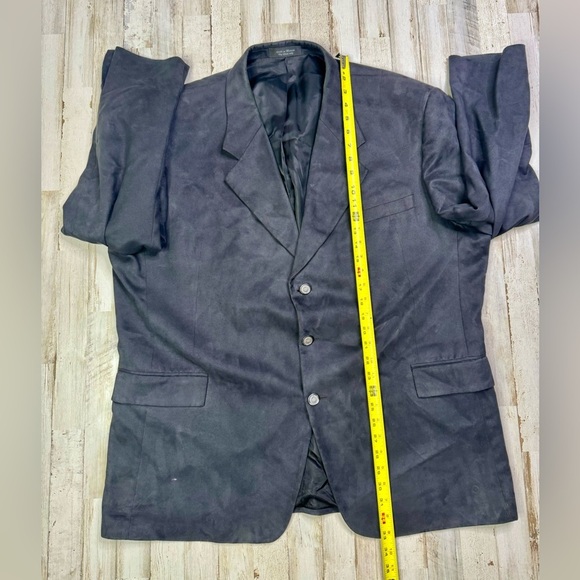 Andrew Fezza Suede Blazer 46R Black 3 Button Jacket - Picture 5 of 11
